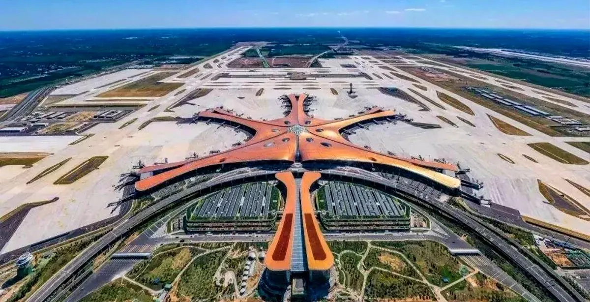 Aerial view of Daxing Airport in China Aerial view of Daxing Airport in China
